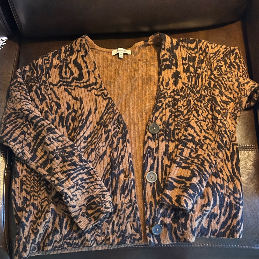 Madewell Tan and Black Cardigan Sweater